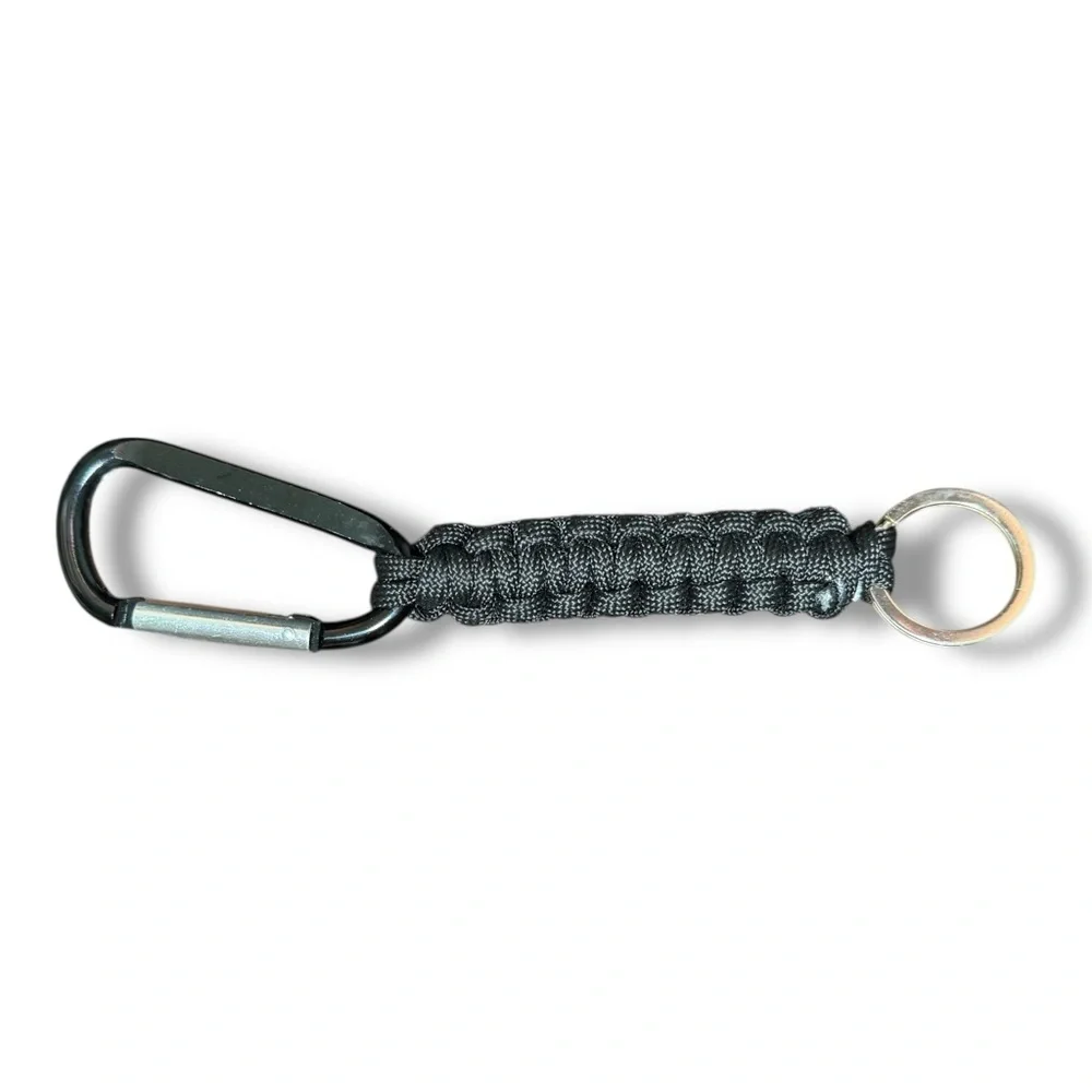 Silverado Keychain Carabiner with Paracord Black & Silver Utility